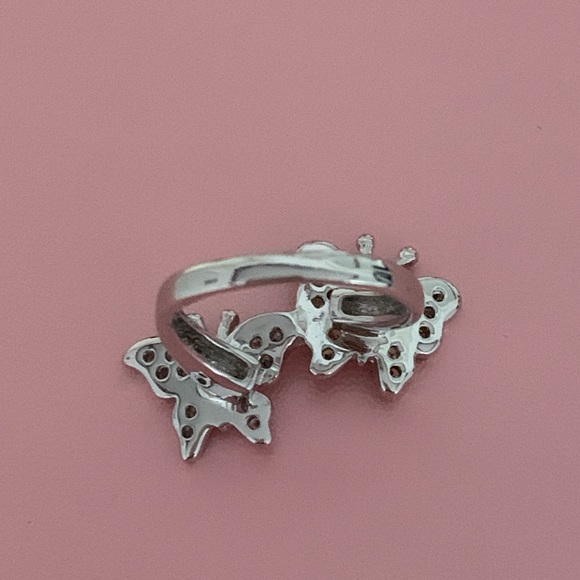 Sterling Double Butterfly Ring Approx Size 8 - Picture 4 of 6